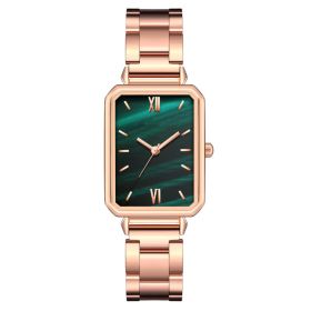 Women's Fashion Casual Square Steel With Quartz Watch (Color: Green)