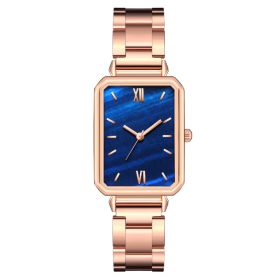 Women's Fashion Casual Square Steel With Quartz Watch (Color: Blue)