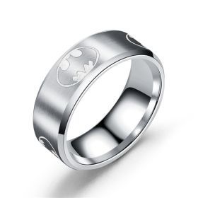 Tricolor Batman Popular Jewelry Stainless Steel Ring (Color: Steel, size: No.6)