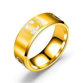Tricolor Batman Popular Jewelry Stainless Steel Ring (Color: Gold, size: No.10)