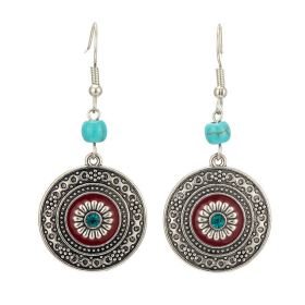 Tassel Round Elegant Jewelry Alloy Vintage Hollow Carved Earrings (Color: E021943)