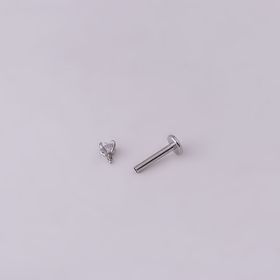 3MM Round Zircon Inner Tooth Lip Nail Stainless Steel Puncture Jewelry (Color: Silver, size: 10mm)
