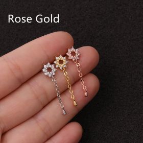 Stainless Steel Threaded Stud Piercing Jewelry (Color: Rose Gold, style: D)