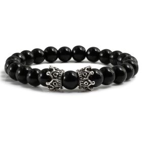 Fashion Obsidian Jewelry Loose Beads Bracelet (Color: Bright silver)