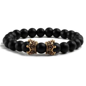 Fashion Obsidian Jewelry Loose Beads Bracelet (Color: Black matte gold)