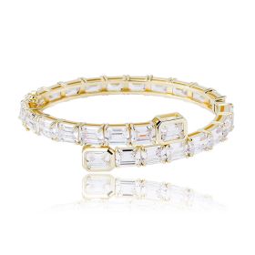 Hip Hop Jewelry Rectangular Zircon Bracelet (Color: Gold)