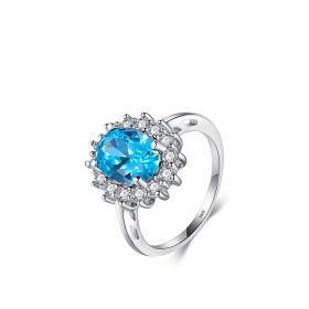Light Luxury Rings Exquisite Simple And Versatile 925 Silver Ins Style Design Jewelry (Dimensions: US7, Color: Blue)