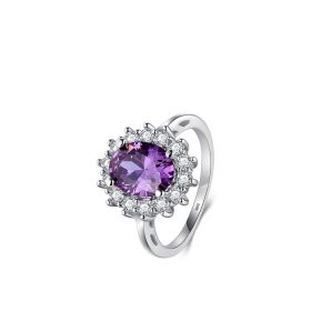 Light Luxury Rings Exquisite Simple And Versatile 925 Silver Ins Style Design Jewelry (Dimensions: US9, Color: Purple)