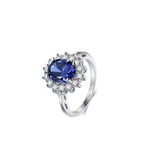 Light Luxury Rings Exquisite Simple And Versatile 925 Silver Ins Style Design Jewelry (Dimensions: US10, Color: Navy blue)