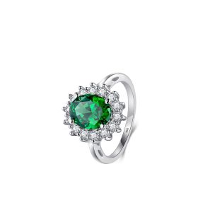 Light Luxury Rings Exquisite Simple And Versatile 925 Silver Ins Style Design Jewelry (Dimensions: US8, Color: Green)