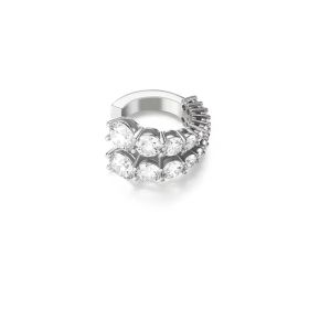 Simple Fashion Jewelry Temperament European And American Multi-layer Diamond-encrusted C Ear Ring (Color: Silver row two)