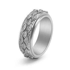 Stainless Steel Men's Eye Ring Jewelry (Color: Retro silver, size: 6)