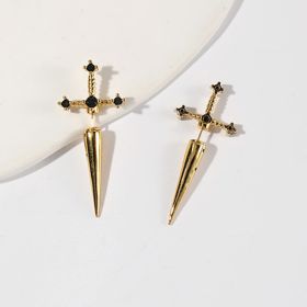 Front And Back Earrings Gothic Jewelry Earmuffs (Color: Gold)