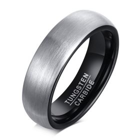 Brushed Tungsten Steel Ring Trendy Men's Personality Jewelry (Dimensions: 8number, Color: Black)