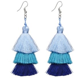 Three-layer Earrings Personalized Multi-layer Tassel Jewelry (Color: Blue)
