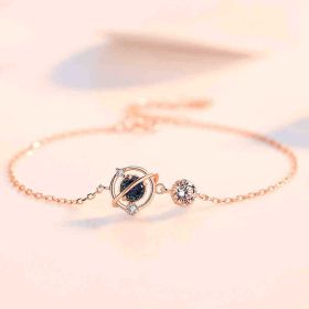 Women's Blue Glass Cosmic Star Design Jewelry (Color: Rose Gold)