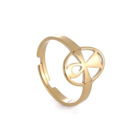 Small Jewelry Love Cross Ring Stainless Steel (Color: Gold A, size: Adjustable)