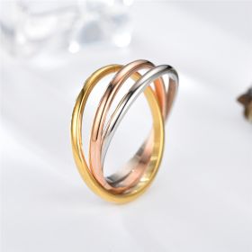 Stainless Steel Ring Sansheng Sanshi Titanium Steel Ring Couple's Ring Creative Geometry Hand Jewelry Wholesale (Color: Three Color Set, size: No6)