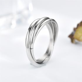 Stainless Steel Ring Sansheng Sanshi Titanium Steel Ring Couple's Ring Creative Geometry Hand Jewelry Wholesale (Color: Silver Set, size: No6)