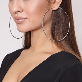 Simple Personality Metal Glossy Surface Ear Hoop Jewelry (Color: Silver 10CM)