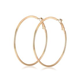 Simple Personality Metal Glossy Surface Ear Hoop Jewelry (Color: Golden 5CM)
