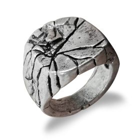 Vintage Jewelry Ring Alloy Cracked Hand Jewelry (Color: Silver, size: number 10)