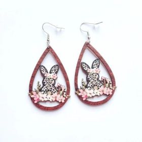 New Revival Water-saving Leopard Pattern Rabbit And Chicken Revival Egg Earrings Easter Decoration Jewelry (style: Flower rabbit)