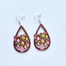 New Revival Water-saving Leopard Pattern Rabbit And Chicken Revival Egg Earrings Easter Decoration Jewelry (style: Easter egg vase)