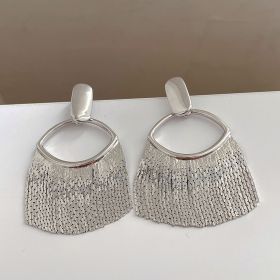 Fashion 18K Gold Jewelry Line Tassel Metal Earrings (Color: Silver)
