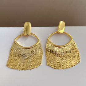 Fashion 18K Gold Jewelry Line Tassel Metal Earrings (Color: Gold)