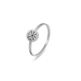 Jewelry Laser Viking Compass Stainless Steel Ring (Color: Silver, size: number 9)