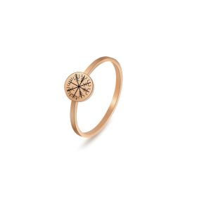 Jewelry Laser Viking Compass Stainless Steel Ring (Color: Rose Gold, size: number 8)