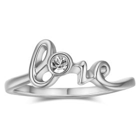 Fashion Couple Jewelry Korean Simple Love Modeling Jewelry Platinum-plated Ring (Color: Platinum, size: No 9)
