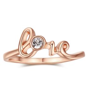 Fashion Couple Jewelry Korean Simple Love Modeling Jewelry Platinum-plated Ring (Color: Rose Gold, size: No 6)
