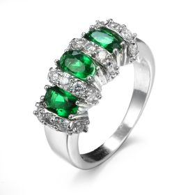 Zircon Ring European And American Popular Creative Women's Jewelry (Color: Emerald, size: No10)