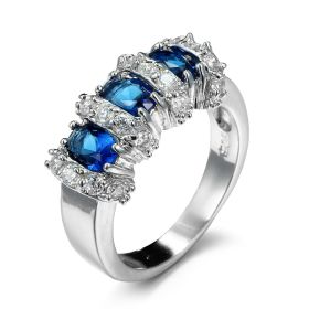 Zircon Ring European And American Popular Creative Women's Jewelry (Color: Sapphire Blue, size: No8)