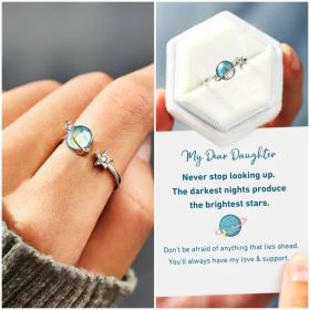 Revolving Planet Compression Decompression Female Ring Fashion Jewelry (Color: Spinning Planet Gift Box, size: Adjustable opening)