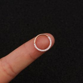 Piercing Jewelry Pure Stainless Steel Inlaid Zircon Closed Ring (Color: Rose Gold, size: 8mm)