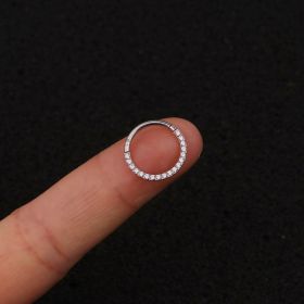 Piercing Jewelry Pure Stainless Steel Inlaid Zircon Closed Ring (Color: Steel color, size: 10mm)