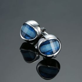 Jewelry Oval Cufflinks With Blue Crystals (style: 1 Style)