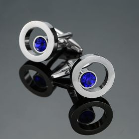 Jewelry Oval Cufflinks With Blue Crystals (style: 2 Style)