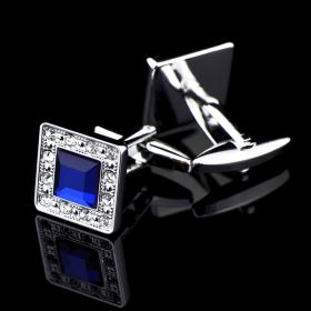 Jewelry Oval Cufflinks With Blue Crystals (style: 3 Style)