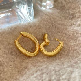Sterling Silver Earring Jewelry Minimalist Personality (Color: Gold)