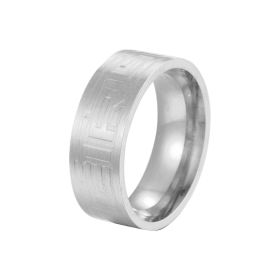 Stainless Steel Greek Band Ring Jewelry (Color: Silver)