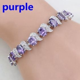 Meniscus Color Jewelry Zircon Bracelet Ladies (Color: Purple)