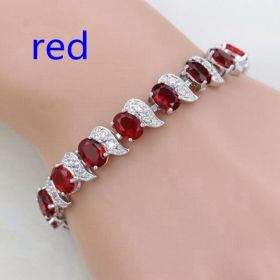 Meniscus Color Jewelry Zircon Bracelet Ladies (Color: Red)
