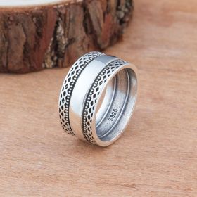 Jewelry Vintage Thai Silver Corrugated Cross Ring (Color: Silver, size: number 9)