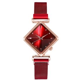 Women Square Watch Luxury Ladies Quartz Magnet Buckle Gradient Color Watches Relogio Feminino For Gift Clock (Color: XR4396-RD, size: 1)
