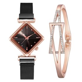 Women Square Watch Luxury Ladies Quartz Magnet Buckle Gradient Color Watches Relogio Feminino For Gift Clock (Color: XR4396-BK-RG, size: 1)