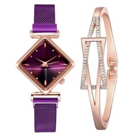 Women Square Watch Luxury Ladies Quartz Magnet Buckle Gradient Color Watches Relogio Feminino For Gift Clock (Color: XR4396-PP-RG, size: 1)